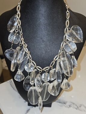 925 Sterling Silver and Acrylic Statement Necklace